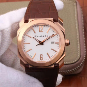 Bvlgari Octo 102119 BGOP38WGLD Hot Replica Watches Brown Strap - Hot Replica Watches