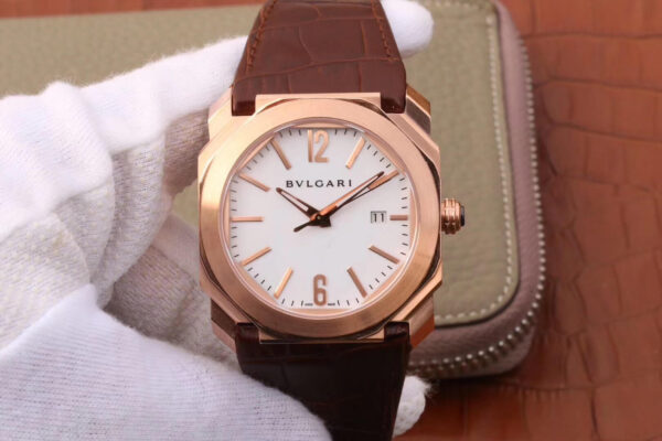 Bvlgari Octo 102119 BGOP38WGLD Hot Replica Watches Brown Strap - Hot Replica Watches