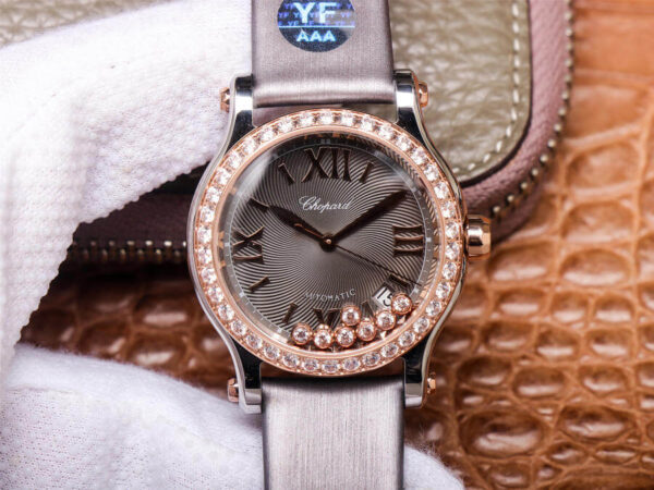 Chopard Happy Sport 278559-3003 YF Factory Hot Replica Watches Rose Gold Diamond Case - Hot Replica Watches