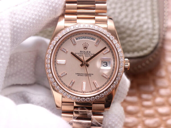 Rolex Day Date M228345RBR-0007 EW Factory Hot Replica Watches Rose Gold Dial - Hot Replica Watches