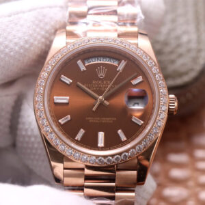 Rolex Day Date M228345RBR-0006 EW Factory Hot Replica Watches Rose Gold Strap - Hot Replica Watches
