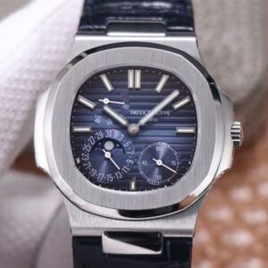 Patek Philippe Nautilus 5712/1A-001 PF Factory Hot Replica Watches Black Leather Strap - Hot Replica Watches
