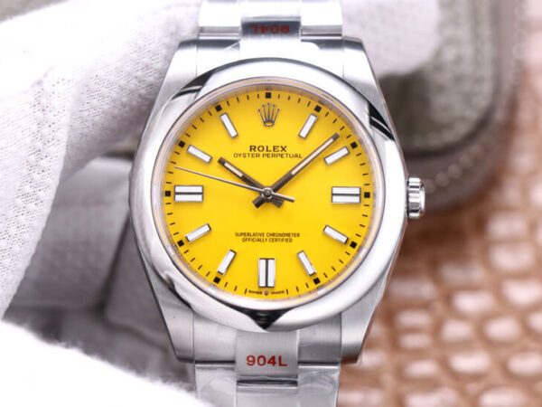 Rolex Oyster Perpetual M124300-0004 EW Factory Hot Replica Watches Yellow Dial - Hot Replica Watches