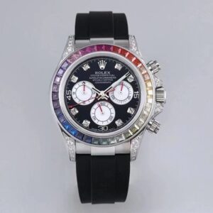 Rolex Daytona 116599RBOW BL Factory Hot Replica Watches Black Rubber Strap - Hot Replica Watches