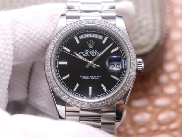 Rolex Day Date M228349RBR-0002 EW Factory Hot Replica Watches Black Dial - Hot Replica Watches