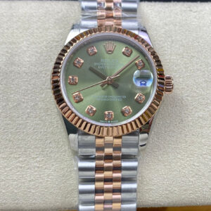 Rolex Datejust EW Factory Hot Replica Watches Rose Gold Green Dial - Hot Replica Watches