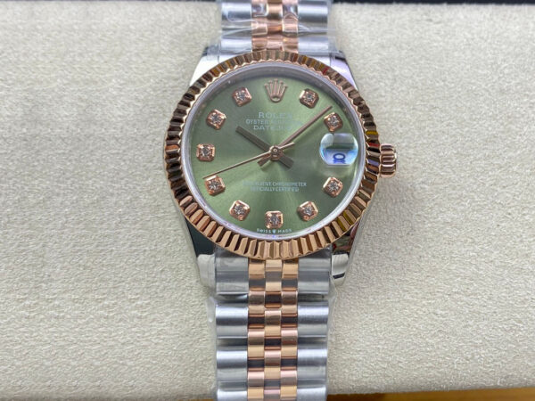 Rolex Datejust EW Factory Hot Replica Watches Rose Gold Green Dial - Hot Replica Watches