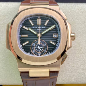 Patek Philippe Nautilus 5980 3K Factory Hot Replica Watches Brown Strap - Hot Replica Watches