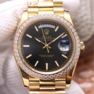 Rolex Day Date EW Factory Hot Replica Watches Diamond Black Dial - Hot Replica Watches