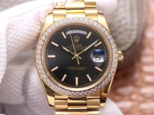 Rolex Day Date EW Factory Hot Replica Watches Diamond Black Dial - Hot Replica Watches