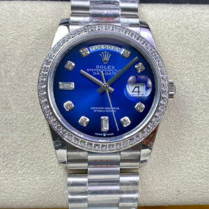 Rolex Day Date M128396TBR-0008 GM Factory Hot Replica Watches Diamond Blue Dial - Hot Replica Watches