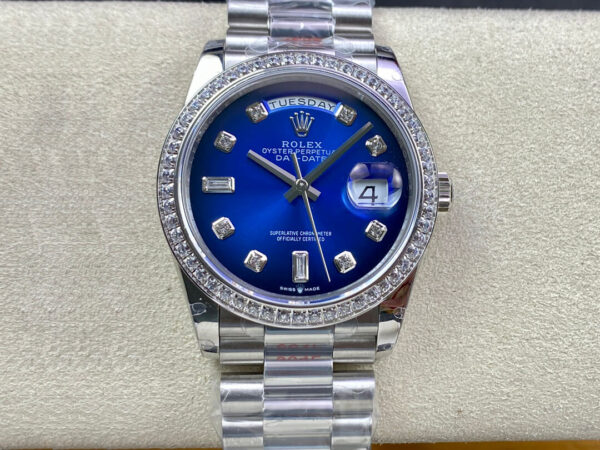 Rolex Day Date M128396TBR-0008 GM Factory Hot Replica Watches Diamond Blue Dial - Hot Replica Watches