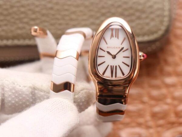 Bvlgari Serpenti BV Factory Hot Replica Watches Rose Gold White Dial - Hot Replica Watches