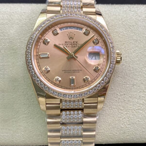 Rolex Day Date M128345RBR-0020 EW Factory Hot Replica Watches Rose Gold Diamond Dial - Hot Replica Watches