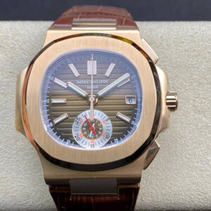 Patek Philippe Nautilus 5980R-001 3K Factory Hot Replica Watches Brown Strap - Hot Replica Watches