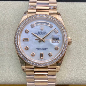 Rolex Day Date 128238 EW Factory Hot Replica Watches Rose Gold Watch Strap - Hot Replica Watches