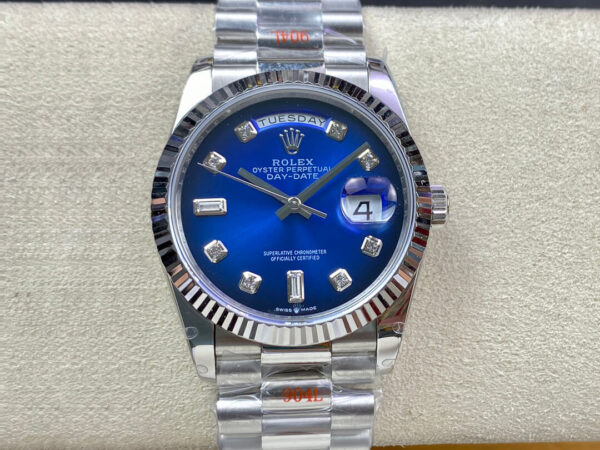 Rolex Day Date M128239-0023 GM Factory Hot Replica Watches Diamond Blue Dial - Hot Replica Watches