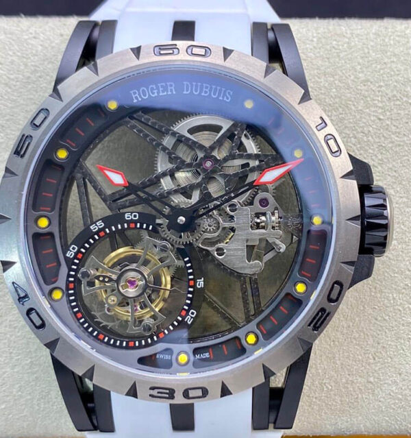 Roger Dubuis Excalibur RDDBEX0549 BBR Factory Hot Replica Watches White Strap - Hot Replica Watches