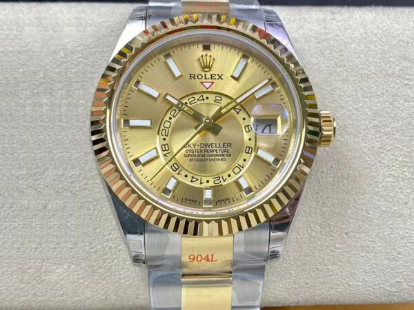 Rolex Sky Dweller M326933-0001 Noob Factory Hot Replica Watches Gold Dial - Hot Replica Watches