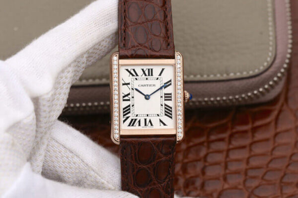 Cartier Tank WT200005 K11 Factory Hot Replica Watches Brown Strap - Hot Replica Watches