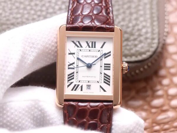 Cartier Tank W5200026 V9 Factory Hot Replica Watches Rose Gold White Dial - Hot Replica Watches