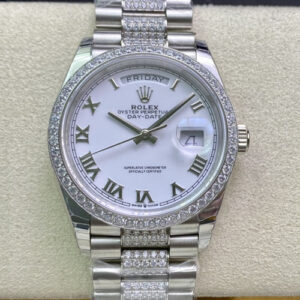 Rolex Day Date M128349RBR-0026 EW Factory Hot Replica Watches Diamond White Dial - Hot Replica Watches