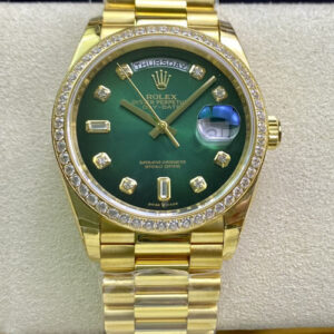 Rolex Day Date M128348RBR-0035 EW Factory Diamond Green Dial - Hot Replica Watches
