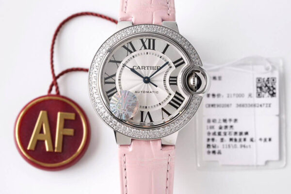 Cartier Ballon Bleu WE902067 AF Factory Hot Replica Watches Pink Strap - Hot Replica Watches