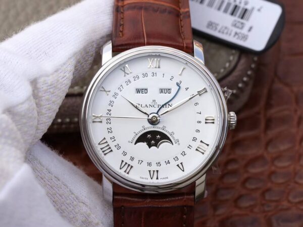 Blancpain Villeret 6654 OM Factory Hot Replica Watches Brown Strap - Hot Replica Watches
