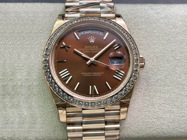 Rolex Day Date M228345RBR-0009 EW Factory Hot Replica Watches Reddish Brown Dial - Hot Replica Watches