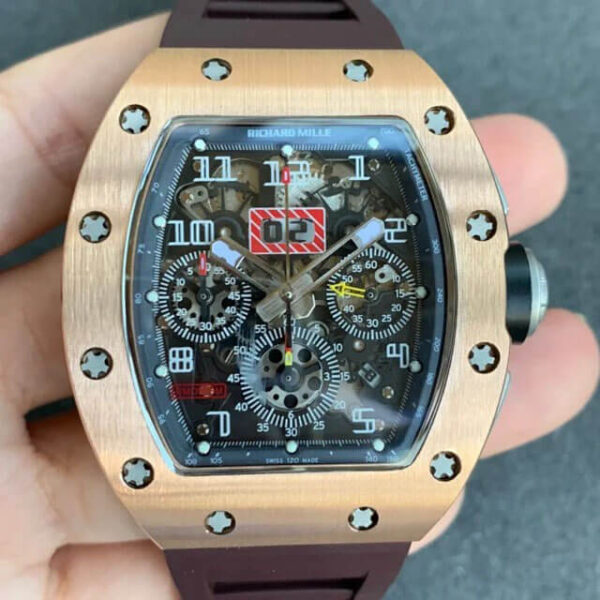 Richard Mille RM011 KV Factory Hot Replica Watches Brown Strap - Hot Replica Watches