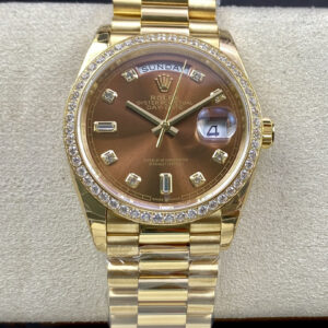 Rolex Day Date M128348RBR-0005 EW Factory Hot Replica Watches Brown Dial - Hot Replica Watches