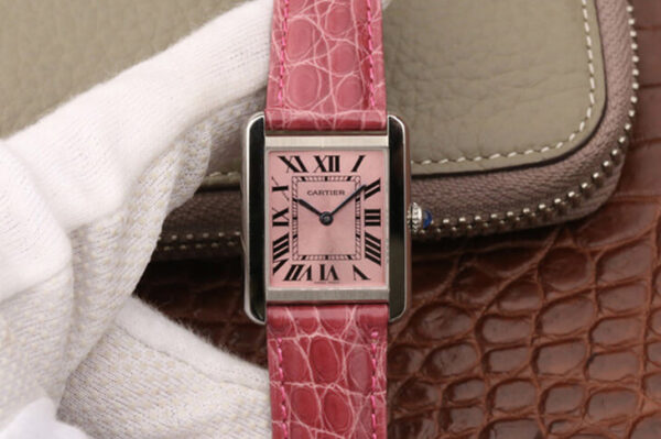 Cartier Tank W5200000 K11 Factory Hot Replica Watches Pink Strap - Hot Replica Watches