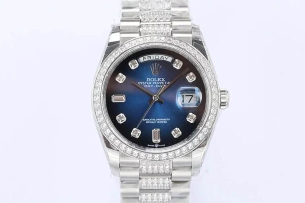 Rolex Day Date M128349RBR-0016 EW Factory Hot Replica Watches Dark Blue Dial - Hot Replica Watches