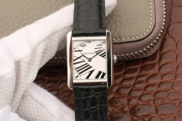 Cartier Tank W5200018 K11 Factory Hot Replica Watches Black Strap - Hot Replica Watches