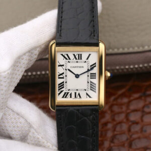 Cartier Tank W5200002 K11 Factory Hot Replica Watches Black Strap - Hot Replica Watches