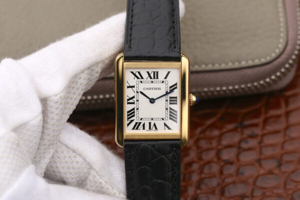 Cartier Tank W5200002 K11 Factory Hot Replica Watches Black Strap - Hot Replica Watches