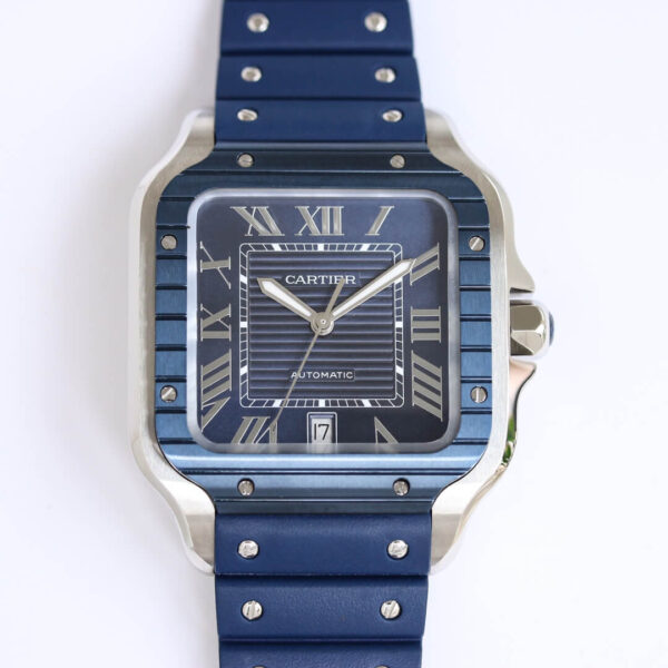 Cartier Santos GF Factory Hot Replica Watches Blue Strap - Hot Replica Watches