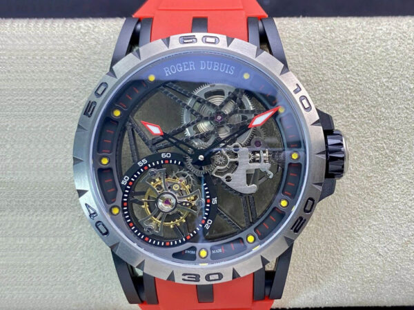 Roger Dubuis Excalibur RDDBEX0549 BBR Factory Hot Replica Watches Red Strap - Hot Replica Watches