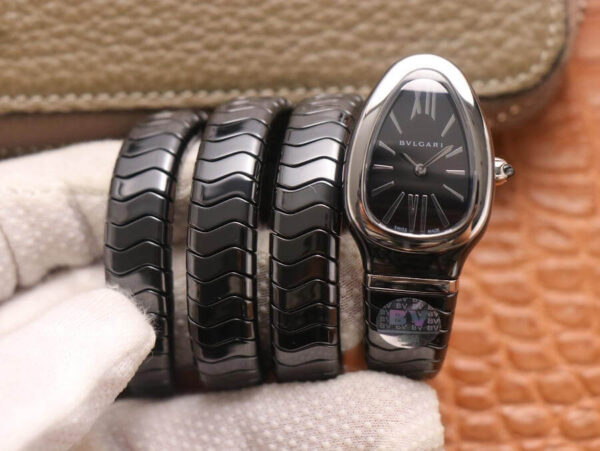 Bvlgari Serpenti BV Factory Hot Replica Watches Black Strap - Hot Replica Watches