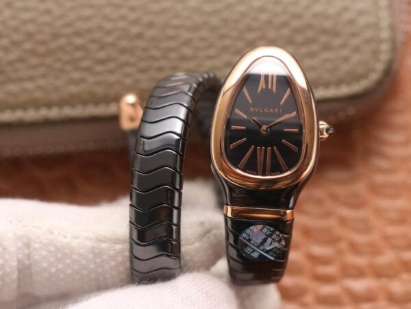 Bvlgari Serpenti 102735 BV Factory Hot Replica Watches Rose Gold Black Dial - Hot Replica Watches