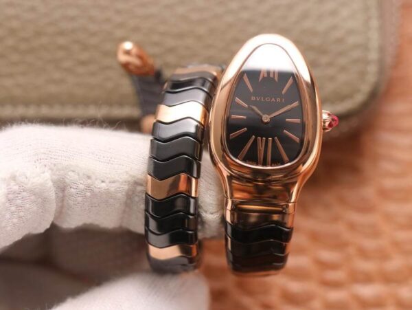 Bvlgari Serpenti BV Factory Hot Replica Watches Rose Gold Black Dial - Hot Replica Watches