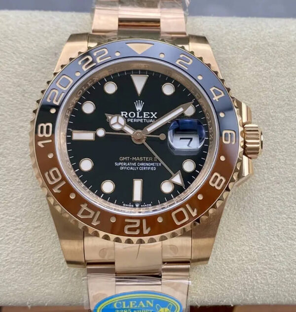 Rolex GMT Master II M126715CHNR-0001 Clean Factory Hot Replica Watches Rose Gold Case - Hot Replica Watches
