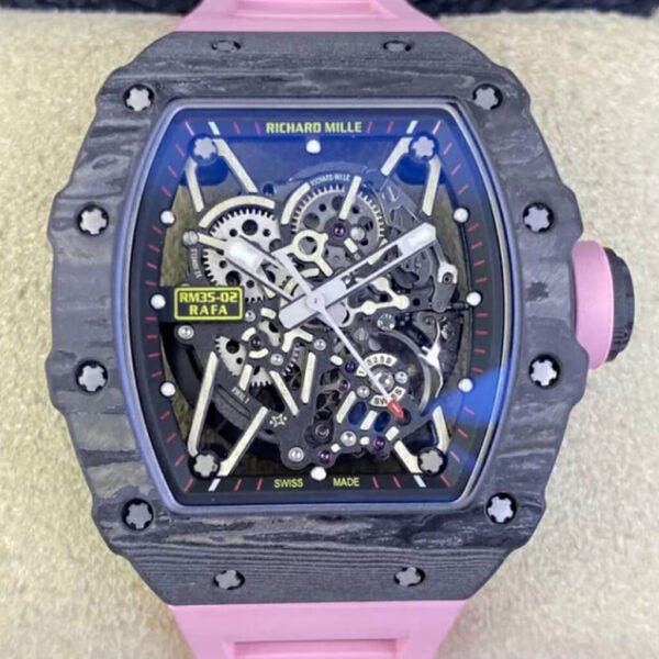 Richard Mille RM35-02 T+ Factory Hot Replica Watches Pink Strap - Hot Replica Watches