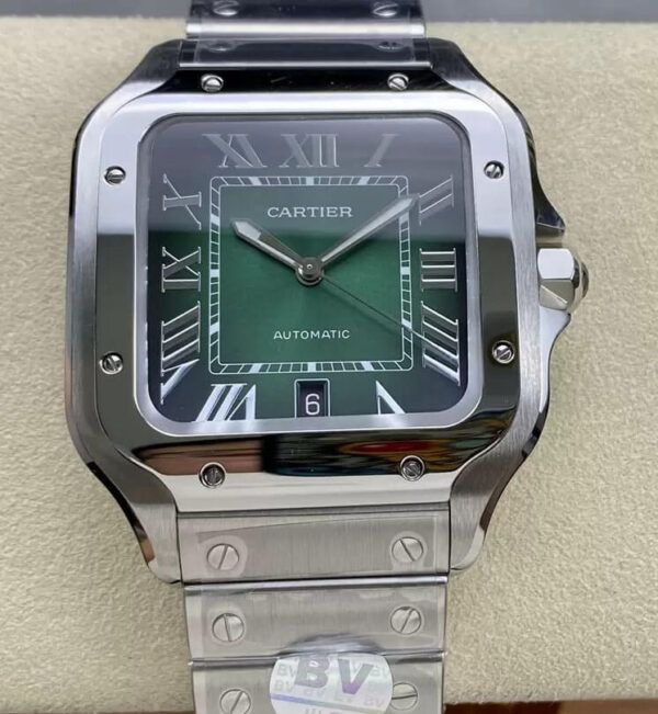 Cartier Santos WSSA0062 BV Factory Hot Replica Watches Dark Green Dial - Hot Replica Watches